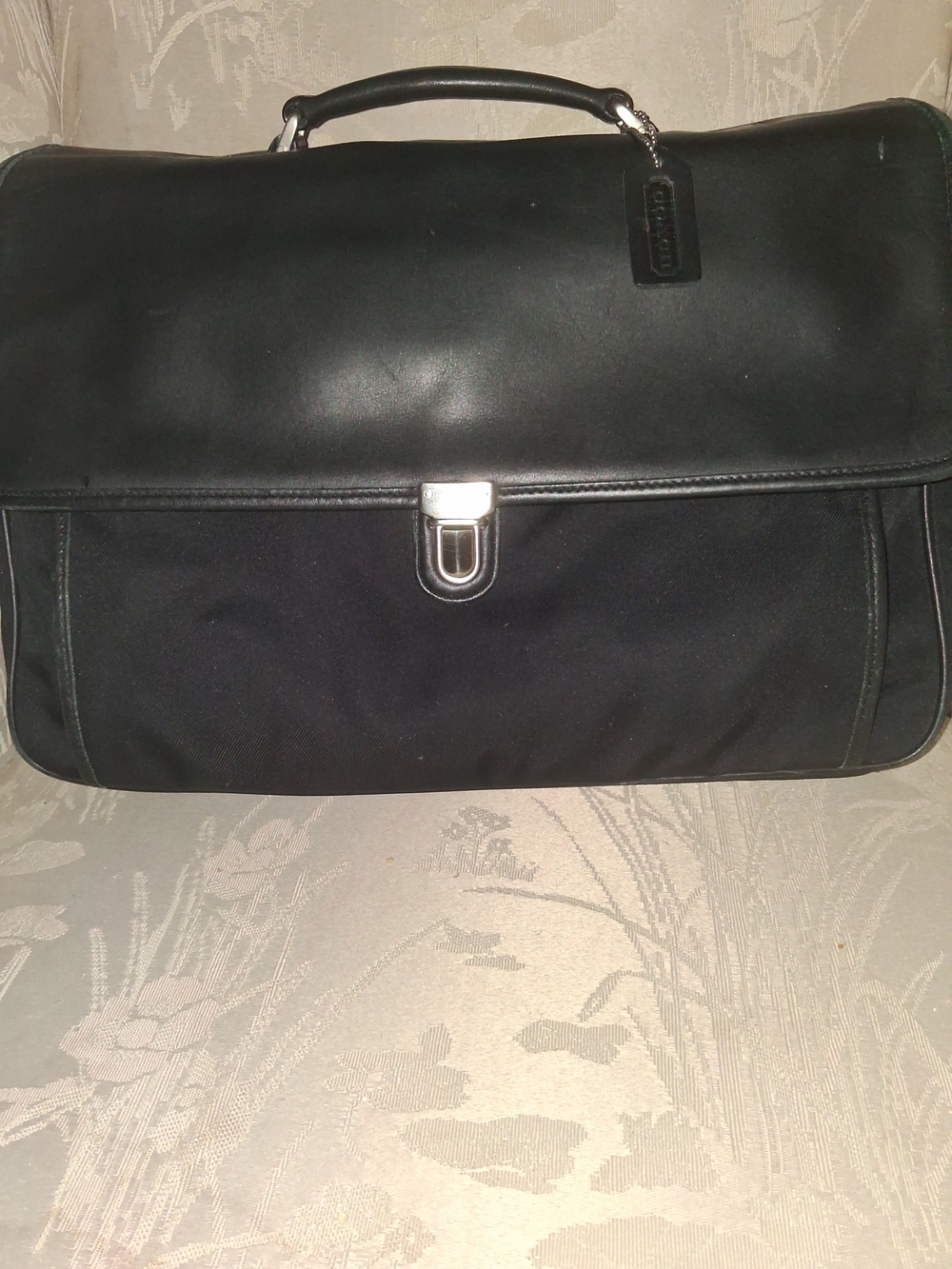 Black Men’s Briefcase Messenger Bag - Leather & Nylon